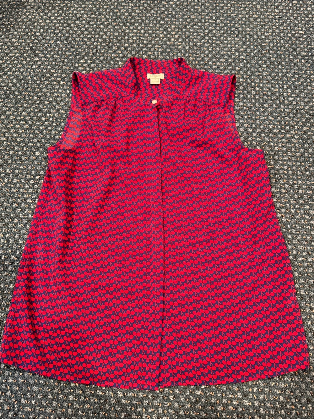 J. Crew Sleeveless Cherry Patterned Blouse